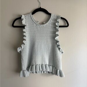 Zara Ruffle Knit Tank - Light Gray